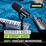 Shure MV7+ Podcast Dynamic Microphone with Stand – OBS Certified, Enhanced Audio, LED Panel, USB-C & XLR Outputs, Auto Level Mode, Digital Pop Filter – for Podcasting, Streaming, and Recording, Black 3