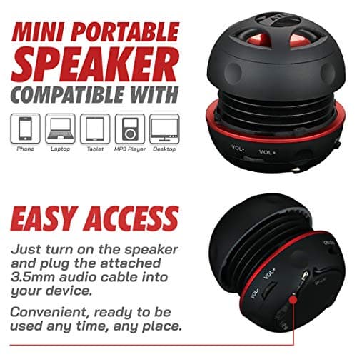 AYL Mini Speaker System, Portable Plug-in Speaker with 3.5mm Aux Input, External Audio for Laptop Computer, MP3 Player, iPhone, iPad, Cell Phone (Black) 3