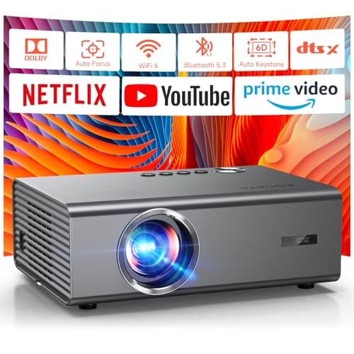 4K Projector with Built-in Apps, 1200ANSI Auto Focus&6D Keystone Dolby Audio Kogata Smart Projector with WiFi 6 Bluetooth Outdoor Movie Proyector for Home Theater HDR10+ UPGRADE