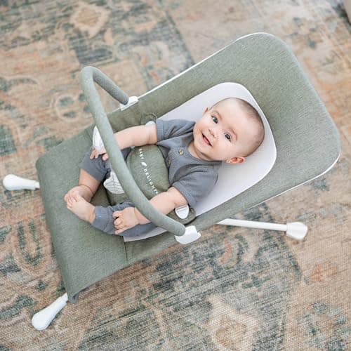 Baby Delight Highland Baby Bouncer | Infant | 0 – 6 Months | 3-Position Recline | Sage Tweed 3