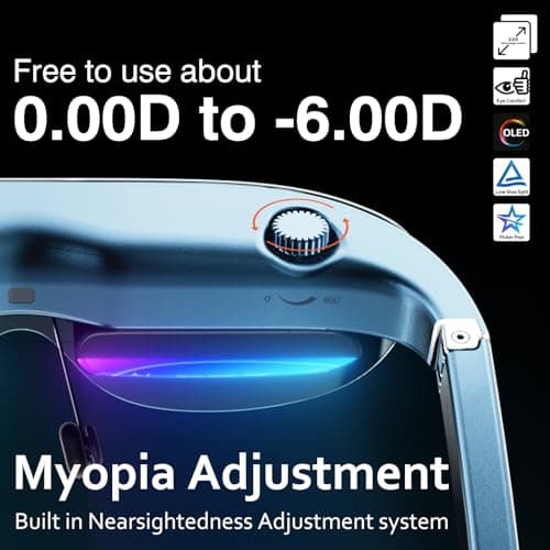 AR/XR Glasses-VILINE Smart Glasses for Gaming Headset Video Display Glasses Myopia Adjustment 1800 Brightness Sunglasses,FHD Adapted for PC/Android/iOS/PS5/Xbox/Steamdeck/Consoles 2