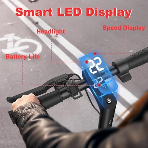 Maxshot Electric Scooter, 8.5" /10" /14" Tire, 16/19/22 Mph Top Speed, 12/16/21/27/28/49/50 Miles Long Range, Folding Escooter for Adults and Kids with Seat Bag, Dual Braking, Dual Suspension, App 4