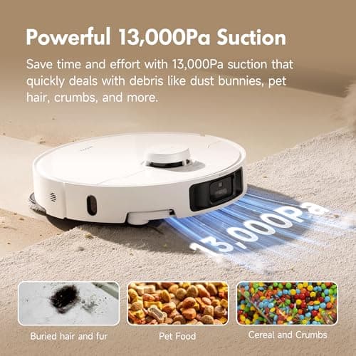 Mova P10 Pro Ultra Robot Vacuum and Mop 13,000Pa Suction, 140°F Hot Water Auto Mop Washing & Drying, Dual Spinning Extenable Mop,10.5mm Lifting for Carpet, 360°Obstacle Avoidance, App Control 2