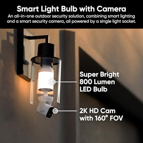 WYZE Bulb Cam Security Camera, 2K HD Outdoor Light Bulb Camera, Color Night Vision, Dimmable LED Bulb, Motion Detection, Siren Alarm, Works w/Alexa/Google Assistant. Free Expert Support 4
