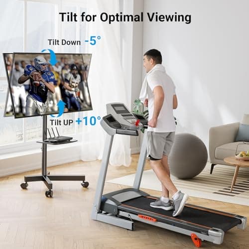 PERLESMITH Mobile TV Stand for 23-60 Inch LCD LED Flat/Curved Screen TVs, Tilt TV Cart Holds up to 88Lbs, Portable TV Stand with Laptop Shelf, Rolling TV Floor Stand Max VESA 400x400mm (PSTVMC06) 3