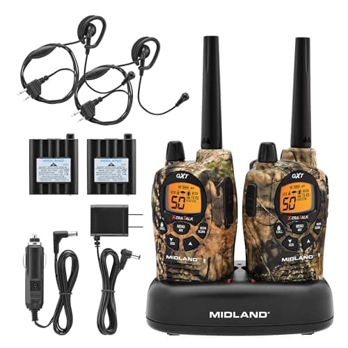 Midland GXT1050VP4 GMRS Two-Way Radio (50-Channel, Long Range, 142 Privacy Codes, SOS, NOAA, Rechargeable Nickle Battery, Mossy Oak Camo, 2-Pack)