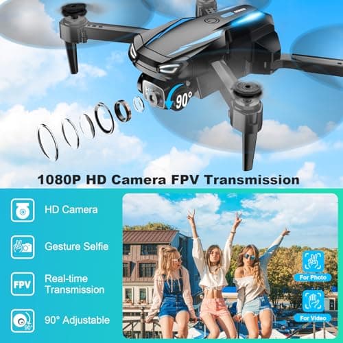Drone with Camera, 1080P HD FPV Foldable Drone for Kids Adults Beginners, Brushless Motor RC Quadcopter with Stable Hover, Gestures Selfie, Waypoint Fly, 3D Flips, One Key Start, 2 Batteries 2