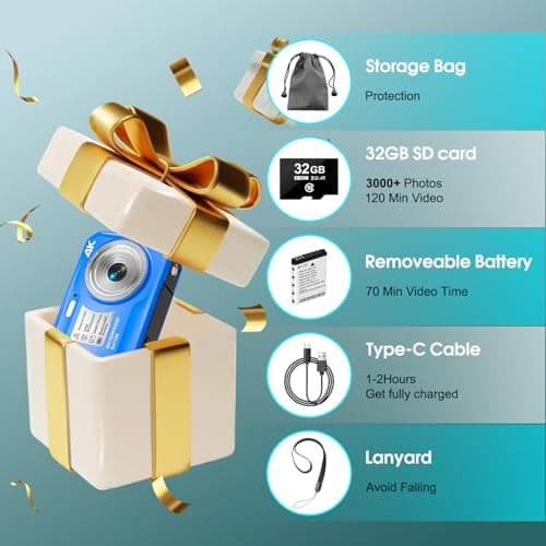 4K Underwater Camera, 64MP 16FT Waterproof Digital Camera with 32GB Card, Autofocus Floatable Waterproof Camera with IPS HD Screen, 16X Digital Zoom, Fill Light, for Snorkeling, Surfing, Swimming 5