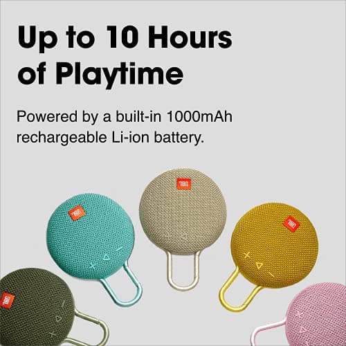 JBL Clip 3, Gray - Waterproof, Durable & Portable Bluetooth Speaker - Up to 10 Hours of Play - Includes Noise-Cancelling Speakerphone & Wireless Streaming 4