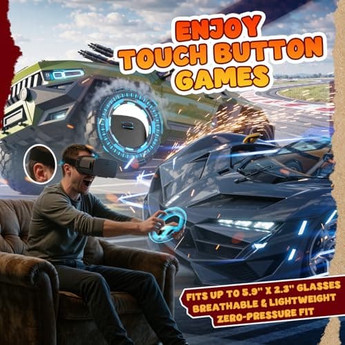 DESTEK V5 VR Headset for Phone with Controller, Anti-Blue Eyes Protected HD Lenses, 110° FOV Virtual Reality Headsets VR Goggles for iPhone 17/16/15/14/13/12/11, Samsung, Android - Black 3