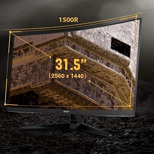 ASUS TUF Gaming 32" 1440P HDR Curved Monitor (VG32VQ1B) - QHD (2560 x 1440), 165Hz (Supports 144Hz), 1ms, Extreme Low Motion Blur, Speaker, FreeSync Premium, VESA Mountable, DisplayPort, HDMI,BLACK 2