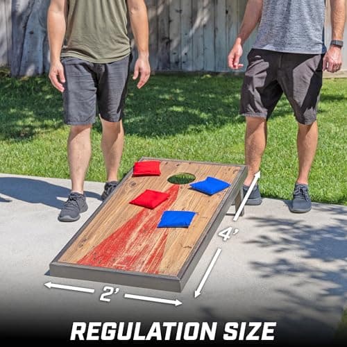 GoSports 4 Ft x 2 Ft Regulation Size Premium Wood Cornhole Set - Vintage Wood Designs (Choose Your Style) 3
