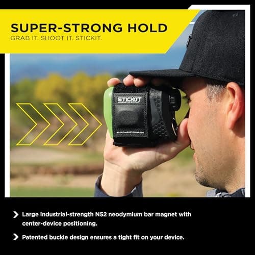 STICKIT Magnetic Rangefinder Strap | Strong Magnet Securely Holds to Golf Carts and Golf Clubs for Easy Access | Slim, Form Fitting, Size Adjustable 5