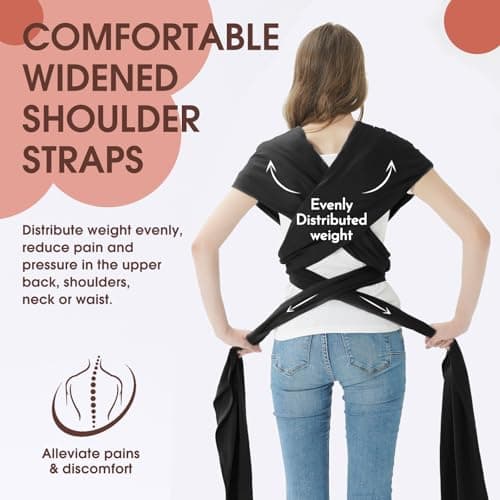 Acrabros Baby Wrap Carrier,Hands Free Baby Carrier Sling,Lightweight,Breathable,Softness,Perfect for Newborn Infants and Babies Shower Gift,Black 3