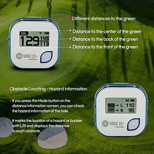 GOLFBUDDY Voice 2S+ Talking GPS Rangefinder, Clip on Hat Golf Navigation, Slope Mode on/Off, 18 Hours Battery Life, Shot Distance Measurement, Preloaded with 40,000 Courses Worldwide (Blue) 3