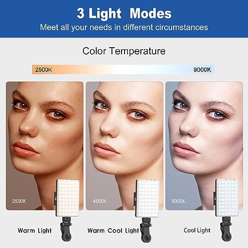 OLRPT Selfie Light, Phone Light with Front & Back Clip, 60 LED Portable Light with 3 Modes, 5000mAh Rechargeable Video Light for Phone, iPhone, IPad, Laptop, TikTok, Makeup, Live Stream, Vlog 3