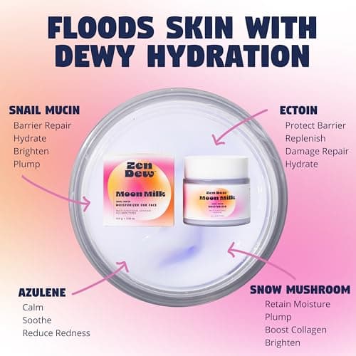 Zen Dew Moon Milk Snail Mucin Moisturizer Gel Cream (3.52 oz) Korean Snail Mucin Serum Cream that Replenishes Moisture & Leaves Skin Brighter, Plumper, Soothed & Smooth 2