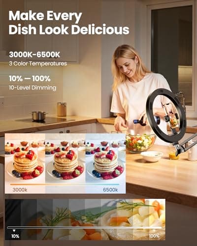 Upgrade Ring Light Overhead Camera Phone Mount for Desk, Evershop 10” Selfie Light with Stand Tripod for iPhone, Light with Phone Holder for Video Recording,Zoom Meeting,Live Streaming Tiktok,YouTube 4