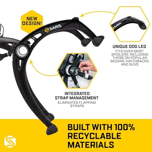 Saris Bones EX 2-Bike Trunk Rack Bicycle Carrier, Durable, Rust-Free, Anti-Sway Straps, Made in USA, Arc-Based Design, 100% Recyclable Materials 5