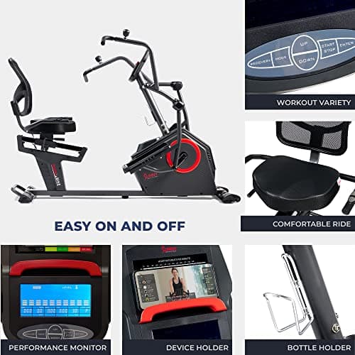 Sunny Health & Fitness Electromagnetic Recumbent Cross Trainer Exercise Elliptical Bike w/Arm Exercisers, Easy Access Seat & Exclusive SunnyFit® App Enhanced Bluetooth Connectivity - SF-RBE4886SMART 4