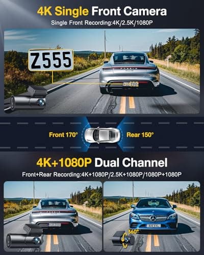 GKU Dash Cam Front and Rear Camera,4K+1080P, 5.8GHz WiFi & GPS Dash Camera for Cars,with 64G SDcard,1.47" Display Dashcam, 24HParking Mode,App Control,Super Night Vision,WDR,Support Max 256GB 3