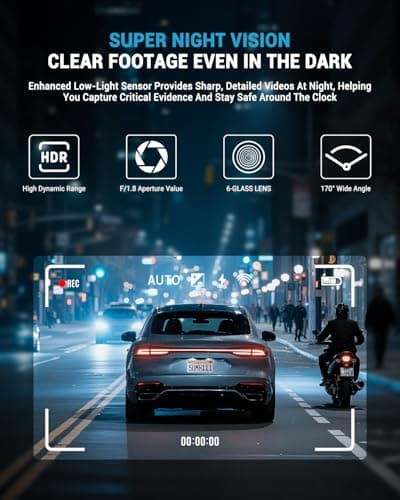 AVAPOW 4K Dash Cam Front for Cars, Free Hardwire Kit & 64GB Card Included - WiFi 6, App Control, UHD 2160P, Built-in G-Sensor, Loop Recording, Night Vision, 24H Parking Mode, WDR 4