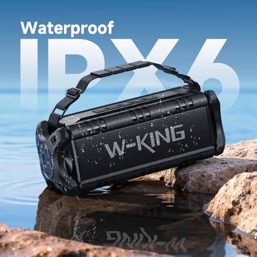 W-KING Bluetooth Speaker, 90W Max Portable Outdoor Speaker Loud, IPX6 Waterproof/50W Deep Bass Subwoofer/40H/EQ/Dual Pairing/TF/AUX, Large Boombox Speakers Bluetooth Wireless for Party/Beach/Jobside 3