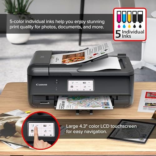 Canon PIXMA TR8620a - All-in-One Printer Home Office|Copier|Scanner|Fax|Auto Document Feeder | Photo, Document | Airprint (R), Android, Black, Works with Alexa 3