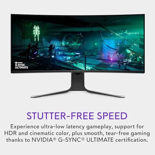 Alienware AW3423DW Curved Gaming Monitor 34.18 inch Quantom Dot-OLED 1800R Display, 3440x1440 Pixels at 175Hz, True 0.1ms Gray-to-Gray, 1M:1 Contrast Ratio, 1.07 Billions Colors - Lunar Light 4