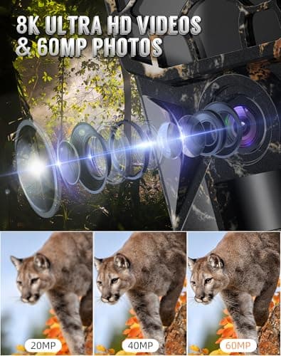 Cokque Trail Camera - Solar 8K 60MP WiFi Game Camera with 0.1S Motion Activated, 65FT Detection Distance, No Glow HD Night Vision, IP66 Waterproof, 32GB Card Included for Wildlife Monitoring. 2