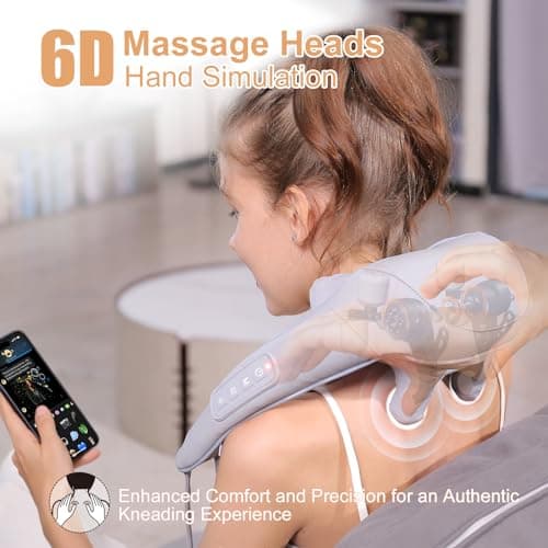 MASGRE Electric Shiatsu Back and Neck Massager, Cordless Shoulder Massager with Heat, Deep Tissue 3D Kneading Massage Pillow for Shoulder, Leg, Body Muscle Pain Relief, Gifts for Men Women 4