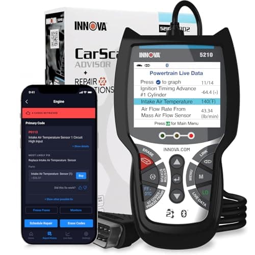 Innova 5210 OBD2 Scanner & Engine Code Reader, Battery Tester, Live Data, Oil Reset, Car Diagnostic Tool for Most Vehicles, Bluetooth Compatible with America's Top Car Repair App