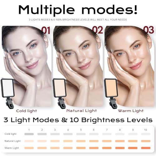 Datarm Rechargeable Soft Selfie Light for Phone, Camera, Laptop, 4-14H Battery Portable LED Light for Pictures, Phone Light Clip for Selfie, Vlog, TikTok, Makeup, Video Conference Black 2