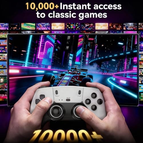 Retro Gaming Console – 2025 Upgraded Mini Plug and Play Video Game System with 10K+ Classic Games, 12 Emulators, 2 Wireless 2.4G Controller, 4K HD Output 3