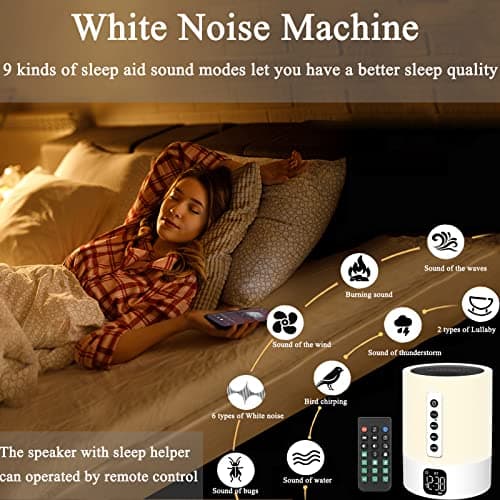 Alarm Clock Bluetooth Speaker, Night Light White Noise Machine Touch Bedside Lamp with Alarm Clock for Kids Multi-Color Changing Night Light Xmas Gifts for Teenage Girls Boys Women Teen Girl Gifts 2