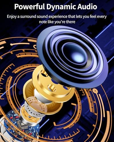 PocBuds Bluetooth Headphones Wireless Earbuds 80hrs Playtime Wireless Charging Case Digital Display Sports Ear Buds with Earhook Deep Bass IPX7 Waterproof Over-Ear Earphones for TV Phone Laptop Black 5