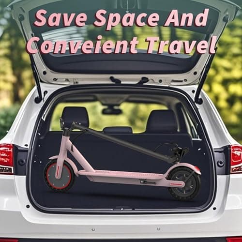 Roinside Electric Scooter - 8.5" Solid Tires, 350W Motor, Up to 19 MPH and 15 Miles Long-Range Commuting Foldable Scooter for Adults with Dual Braking System and Smart App, Pink 4