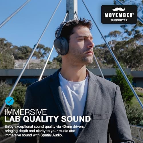 JLab JBuds Lux ANC Wireless Headphones, Graphite, Hybrid Active Noise Cancelling, Customizable Sound, Spatial Audio Compatible, Premium Over-Ear Bluetooth Headset 2