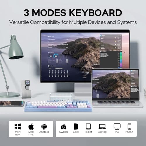 MechLands Blade101 Wireless Aluminum Gaming Keyboard, BT5.0/2.4GHz/USB-C Hot Swappable Custom Mechanical Keyboard with 8000mAh Battery, Gasket Structure, RGB Backlit, NKRO for Win/Mac (Blue) 3