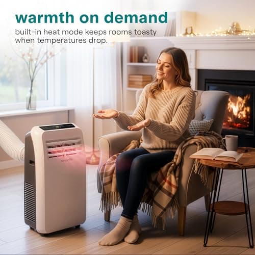 SereneLife Small Air Conditioner Portable 10,000 BTU with Built-in Dehumidifier + Heat - Portable AC unit for rooms up to 450 sq ft - Remote Control, Window Mount Exhaust Kit 3