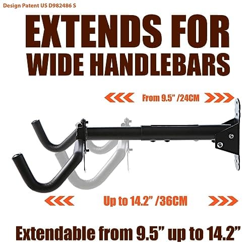Gootus Bike Wall Mount Hanger - Horizontal Bicycle Indoor Storage Rack | Cycling Wall Mounted Holder Hook - Hang Your Road, Mountain or Hybrid Bikes in Garage or Home 3