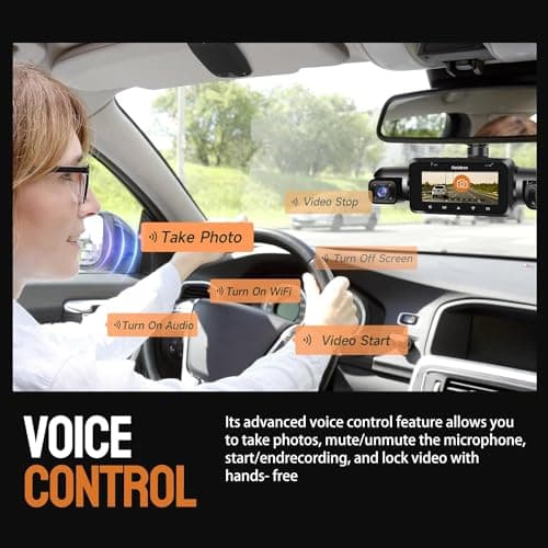 Neideso 360° Dash Cam Front and Rear Inside, 4 Channel FHD 4 * 1080P, Wi-Fi GPS Voice Control Car Camera, Front 2K+1080P*2 Dash Camera for Cars, with 64GB SD Card, Night Vision, 24H Parking Mode(N300) 3