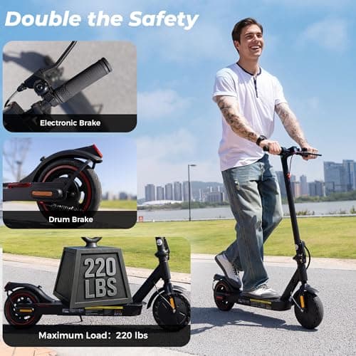 WAWSCOTE Electric Scooters - 500W Peak Motor Scooter, 15-21 Miles Range, 18 MPH Max Speed, 8.5’’ Pneumatic Tire Folding E-Scooter, Double Braking Systems, Electric Scooter Adults 5