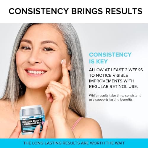 SimplyVital Collagen, Retinol & Hyaluronic Acid Cream - Anti-Aging Face Moisturizer for Face, Firming Skin Care Neck & Décolleté - Made in USA, Daily Moisturizer Face Cream Day & Night - 1.7 fl.oz. 8