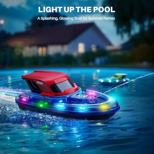 SYMA RC Boats 2 Pack for Kids 8-12, Remote Control Boat for Pool with LED Lights, 40 Mins Playtime (2 Batteries) & One-Key Water Spray, Summer Gifts Toys for Boys and Girls 2