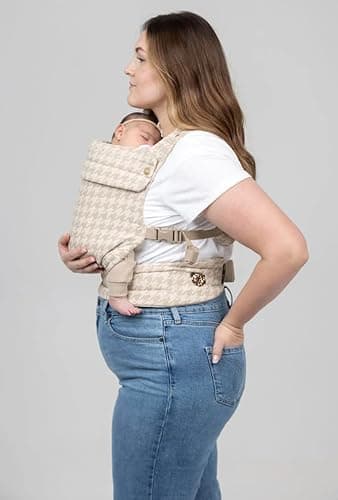 Mabē Monarch Ergonomic Baby Carrier – Premium Cotton Soft Structured Newborn to Toddler Carrier with Hip-Healthy Design, 3 Carry Positions (7-35lbs), Lightweight & Breathable, (Houndstooth) 5