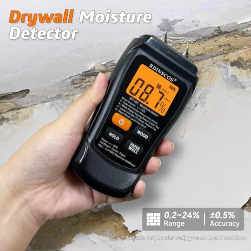 Moisture Meter for Drywall, Wood Moisture Meters for Walls, Floor Humidity Detector, Lumber Firewood Moisture Meter for Wood, Like Hardwood and Softwood 5