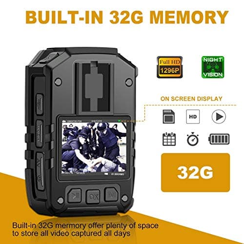 1296P HD Police Body Camera,32G Memory,CammPro I826 Premium Portable Body Camera,Waterproof Body-Worn Camera with 2 Inch Display,Night Vision,GPS for Law Enforcement Recorder,Security Guards,Personal 2
