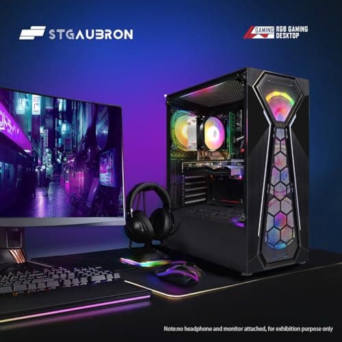 STGAubron Gaming PC Computer Desktop, AMD Ryzen 5 5500 up to 4.2G, GeForce RTX 2060 Super 8G, 16G DDR4, 1T SSD, WiFi 6, BT 5.2, RGB Fan x4, Windows 11 Home 4