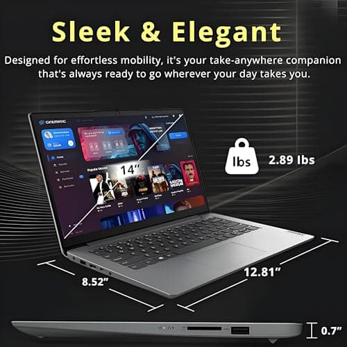Lenovo IdeaPad Laptop with Microsoft Office, Intel High Performance CPU, 12GB RAM, 1TB Cloud & 640GB Storage, SD-Card Reader, WiFi 6, Windows 11 S, 8 in 1 Hub, Type C RJ45 Cable 5